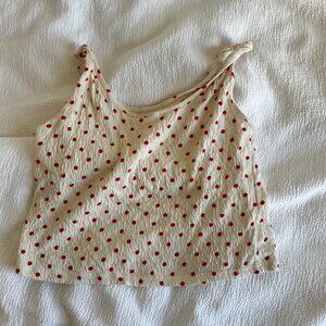 Red polka-dot tank top